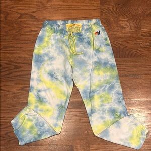 Aviator Nation Blue and Yellow Tie-Dye Sweatpants
